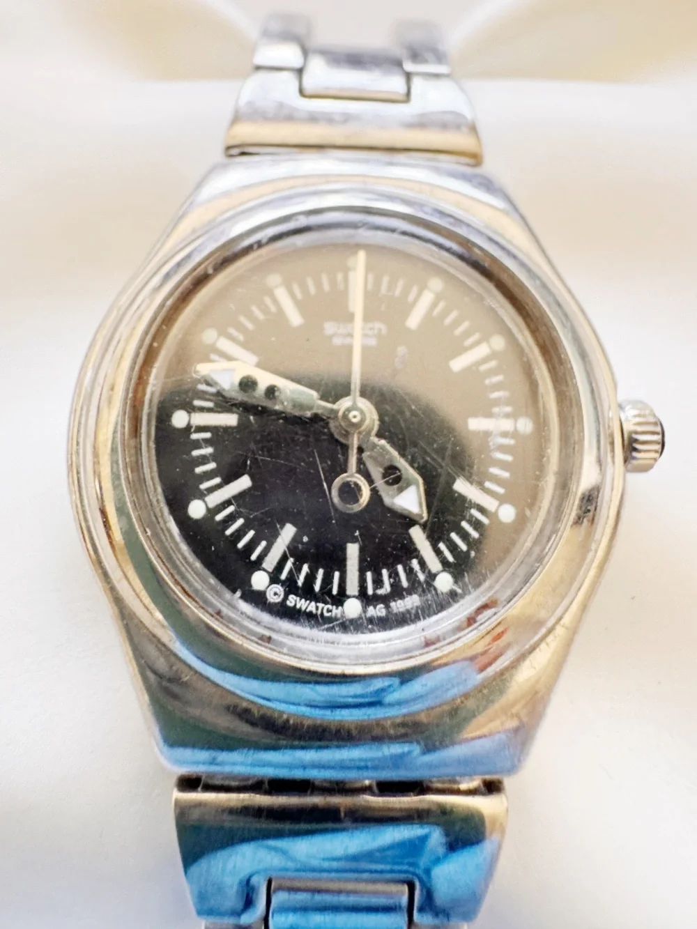 Swatch Irony Watch Women’s Stainless Steel Black Dial 25mm Swiss Made Runs